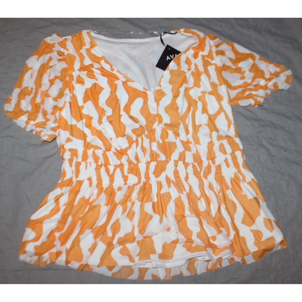 Women's Plus Size Balloon short Sleeve Blouse - Ava & Viv 1X